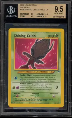 Pokemon Shining Celebi Neo Destiny Unlimited Holo Secret Rare #106 BGS 9.5 - Image 1