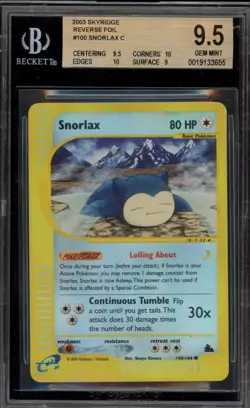 Pokemon Snorlax Skyridge Reverse Holo #100 BGS 9.5 - Image 1