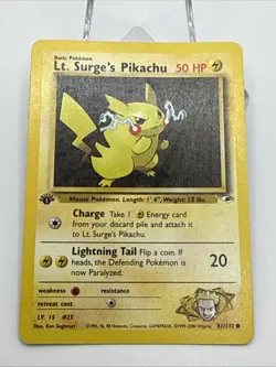 Pokemon TCG Lt. Surge's Pikachu Gym Heroes 81/132 Regular 1st Edition Common - Image 2