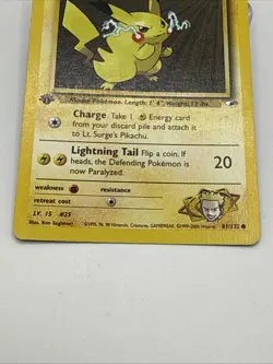 Pokemon TCG Lt. Surge's Pikachu Gym Heroes 81/132 Regular 1st Edition Common - Image 4