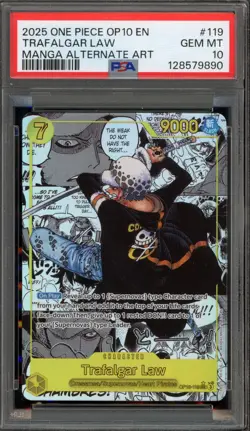One Piece CCG Trafalgar Law Manga Alternate Art OP10-119 PSA 10 Gem Mint - Image 1