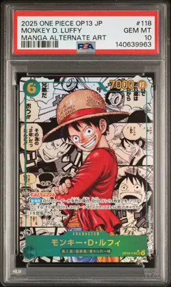 2025 ONE PIECE JPN CARRYING ON HIS WILL MANGA ALT ART MONKEY D. LUFFY PSA 10 - Image 1