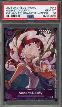 One Piece CCG Monkey.D.Luffy 1st ANV Tournament Winner Promo P-041 PSA 10 - Image 1