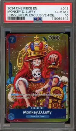 One Piece CCG Monkey.D.Luffy Convention Exclusive Foil Promo P-043 PSA 10 - Image 1