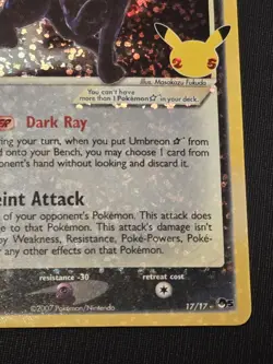 NM Pokemon TCG: Umbreon Gold Star 17/17 Celebrations 25th Anniversary - Image 4