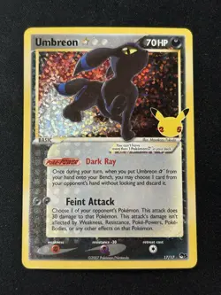 Pokemon TCG Umbreon Gold Star 17/17 Celebrations Classic Collection Holo Rare NM - Image 1