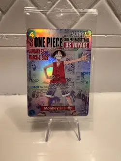 One Piece Monkey D. Luffy US Voyage College Basketball Card SEALED - Image 1