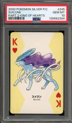 Pokemon Silver Playing Cards Suicune King of Hearts Part 2 #245 PSA 10 Gem Mint - Image 1