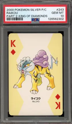 Pokemon Silver Playing Cards Raikou King of Diamonds Part 2 #243 PSA 10 Gem Mint - Image 1