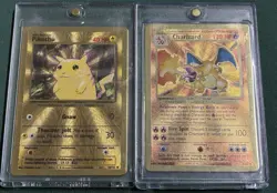 Charizard and Pikachu Gold Metal Card Ultra Premium Collection Box Promo Card - Image 3