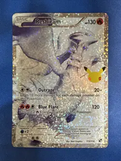 Reshiram 113/114 Celebrations Classic Collection Full Art Holo Pokemon Card NM - Image 1