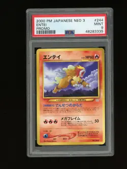 Pokemon PSA 9 MINT Entei 2000 Japanese Promo Neo Revelation Folder File #3 Card - Image 1
