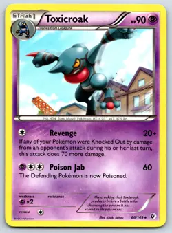 Toxicroak - BW Boundaries Crossed 66/149 Rare Pokemon Card LP - Image 1