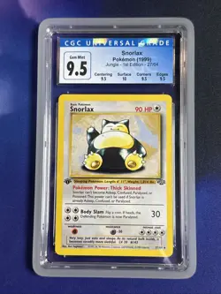 CGC 10 GEM MINT Snorlax 1999 Jungle 1st Edition 27/64 Pokemon Card OLD LABEL 9.5 - Image 1