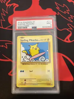 Pokemon TCG Surfing Pikachu XY Evolutions Card 111/108 Secret Rare, PSA 9 Mint - Image 3