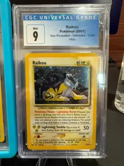 CGC 9 Raikou Holo Unlimited Neo Revelation 2000 Pokemon Mint Card Swirl! - Image 1
