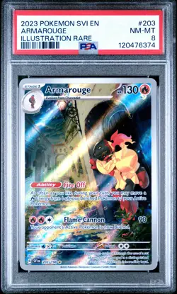2023 POKEMON SVI EN-SCARLET & VIOLET ILLUSTRATION RARE #203 ARMAROUGE PSA 8 - Image 1