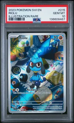 2023 POKEMON SVI EN-SCARLET & VIOLET ILLUSTRATION RARE #215 RIOLU PSA 10 - Image 1