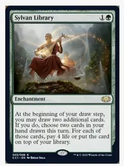 NM Sylvan Library - MTG : Commander Collection Green - Free Shipping - Image 1