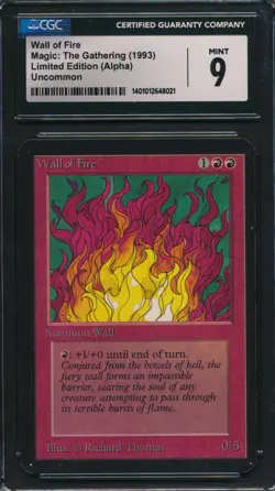 Alpha Wall of Fire CGC 9 Graded Magic MTG (8021) -magicgraders- - Image 1