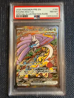 Raging Bolt ex 166 PSA 8 Special Illustration Rare Pokemon 2025 - Image 1