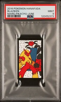 2016 POKEMON HANAFUDA MARIO PIKACHU JUNE BLAZIKEN PSA 9 - Image 1