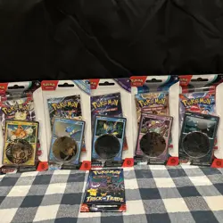 Five Pokemon Blister Packs And One Trick Or Trade Booster Pack ￼￼ - Image 1