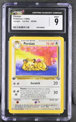 CGC MINT 9 Pokemon Persian 42/64 1999 Jungle 1st Edition - Image 1