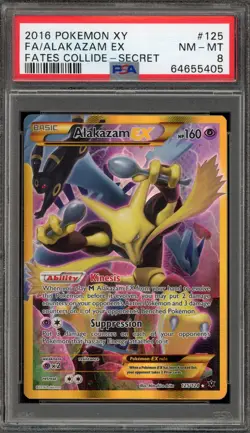 Pokemon Alakazam EX XY Fates Collide Secret Rare Full Art #125 PSA 8 - Image 1