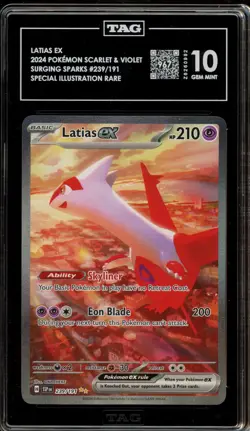 Pokemon Latias ex Surging Sparks Special Illustration Rare #239 TAG 10 Gem Mint - Image 1