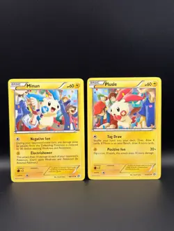 Plusle 47/113 & Minun 48/113 Pokemon B&W Legendary Treasures 2013 Connecting Art - Image 1