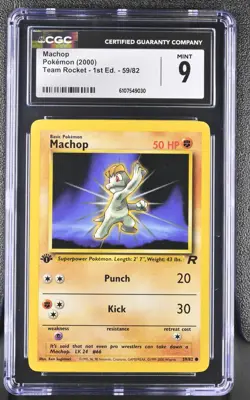 CGC MINT 9 Pokemon Machop 59/82 2000 Team Rocket 1st Edition - Image 1