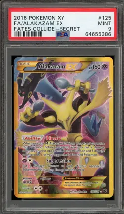 Pokemon Alakazam EX XY Fates Collide Secret Rare Full Art #125 PSA 9 Mint - Image 1
