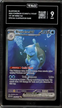 Pokemon Blastoise ex 151 MEW EN Special Illustration Rare #200 TAG 9 Mint - Image 1
