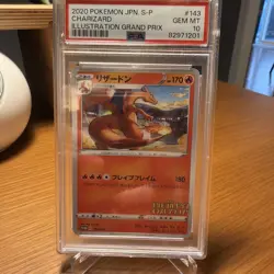 2020 Pokemon Japanese Promo Charizard Illustration Gran Prix #143/S-P PSA 10 - Image 1