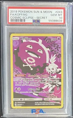 2019 POKEMON SUN & MOON COSMIC ECLIPSE SECRET #243 FULL ART KOFFING PSA 10 GEM - Image 1