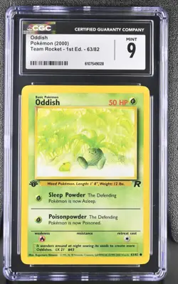 CGC MINT 9 Pokemon Oddish 63/82 2000 Team Rocket 1st Edition - Image 1