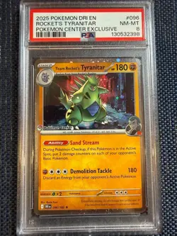 Rocket's Tyranitar 96 PSA 8 Pokemon Center exclusive stamped promo 2025 - Image 1