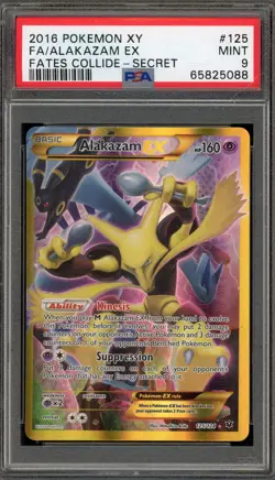 Pokemon Alakazam EX XY Fates Collide Secret Rare Full Art #125 PSA 9 Mint - Image 1