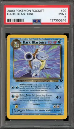 Pokemon Dark Blastoise Team Rocket Unlimited NON Holo Rare #20 PSA 9 Mint - Image 1