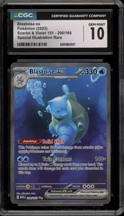 Pokemon Blastoise ex 151 MEW EN Special Illustration Rare #200 CGC 10 Gem Mint - Image 1