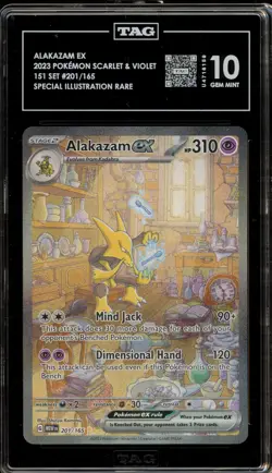 Pokemon Alakazam ex 151 MEW EN Special Illustration Rare #201 TAG 10 Gem Mint - Image 1