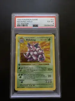 Pokemon 1st Edition Nidoking 011/102 - PSA 6 EX-MINT - Base Set Shadowless Holo - Image 1
