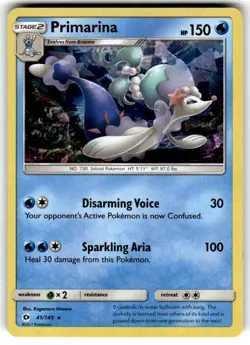 Pokemon TCG Sun & Moon Base Primarina 41/149 Cracked Ice Promo - Image 1