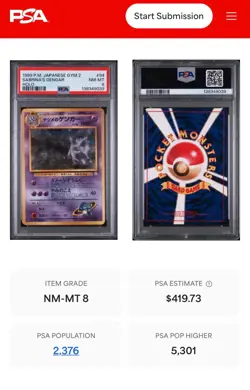 Pokemon 1999 P.M. Japanese Gym 2 Sabrina's Gengar Holo PSA 8 - Image 3