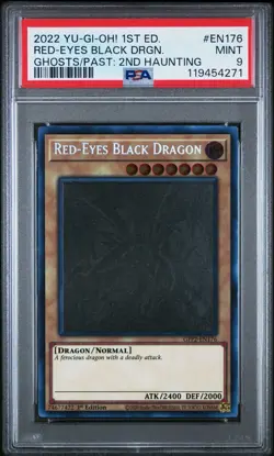 Yu-Gi-Oh Red-Eyes Black Dragon Ghost Rare 1st Edition GFP2 PSA 9 Mint - Image 1