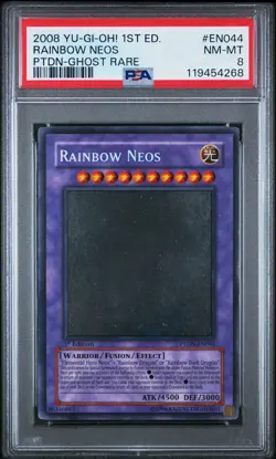 YuGiOh Rainbow Neos Ghost Rare 1st Edition PTDN-EN044 PSA 8 NM-M - Image 1