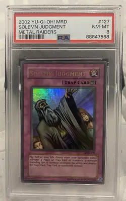 2002 YU-GI-OH! Solemn Judgement Metal Raiders MRD-127 PSA 8 - Image 1