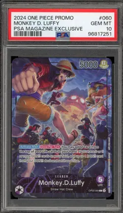 One Piece CCG Monkey.D.Luffy PSA Magazine Exclusive Promo OP05-060 PSA 10 - Image 1