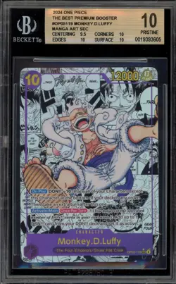 One Piece CCG Monkey.D.Luffy Best Premium Booster Manga Alt Art OP05-119 BGS 10 - Image 1